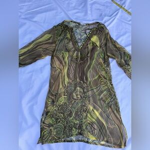 Elegant Green and Brown Swim Sarong